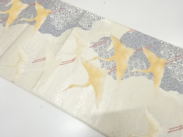 JAPANESE KIMONO / ANTIQUE FUKURO OBI / SILK / WOVEN CLASSICAL PATTERN